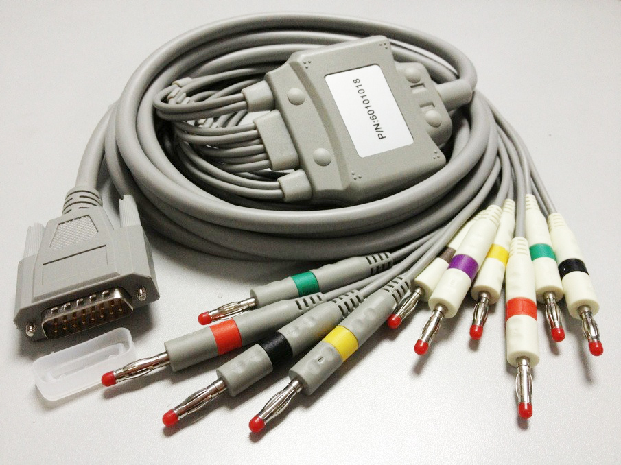 通用心电十二导联线, 4.0mm香蕉插, PVC